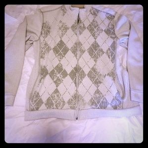 White argyle full zip Sweatshirt jacket